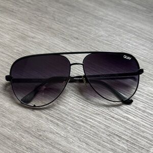Quay Australia Black Gradient Aviator Sunglasses
